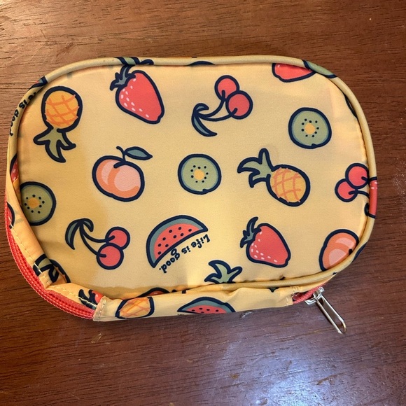 Life Is Good Fruit Print Pouch - Yellow and Orange - Picture 4 of 6